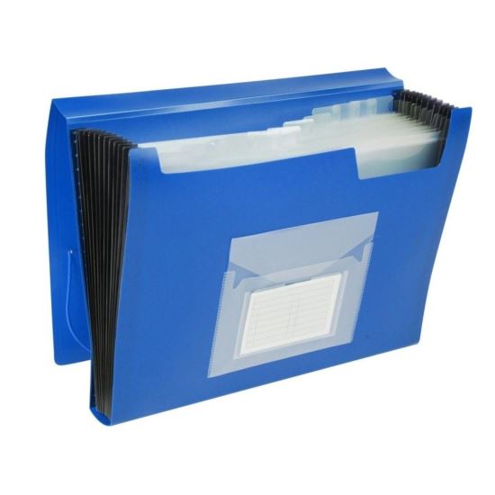 Mapa din plastic Q-CONNECT, cu 12 compartimente si elastic pe colturi, albastru