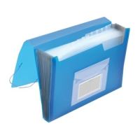 Mapa din plastic Q-CONNECT, cu 6 compartimente si elastic pe colturi, albastru transparent