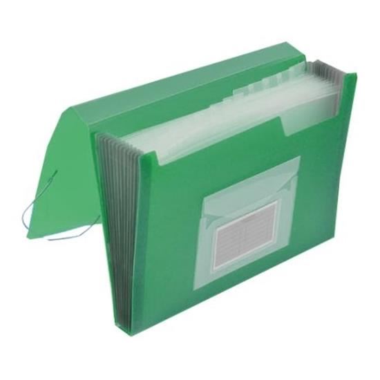 Mapa din plastic Q-CONNECT, cu 6 compartimente si elastic pe colturi, verde transparent