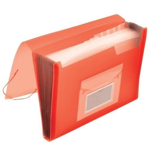 Mapa din plastic Q-CONNECT, cu 6 compartimente si elastic pe colturi, rosu transparent