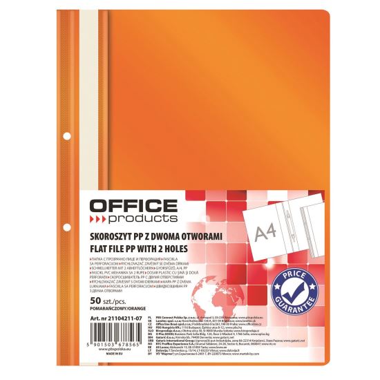 Dosar din plastic cu sina si doua perforatii OFFICE Products, portocaliu
