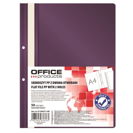 Dosar din plastic cu sina si doua perforatii OFFICE Products, mov
