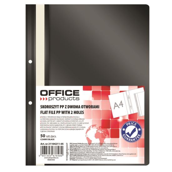 Dosar din plastic cu sina si doua perforatii OFFICE Products, negru