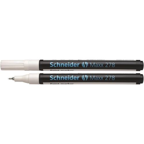 Marker cu vopsea Schneider Maxx 278, varf subtire, scriere de 0.8 mm, alb