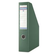 Suport vertical din carton solid DONAU, 75 mm, cu buzunar si eticheta, pliabil, verde