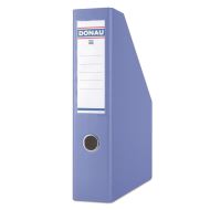 Suport vertical din carton solid DONAU, 75 mm, cu buzunar si eticheta, pliabil, albastru