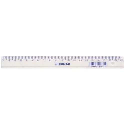 Rigla din plastic DONAU 20 cm, transparent