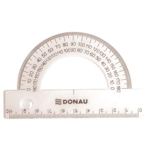 Raportor din plastic transparent DONAU, 180° , 10 cm