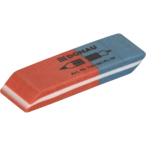 Radiera DONAU, 57 x 19 x 8 mm, bicolor albastru/rosu