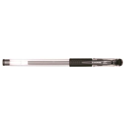 Pix cu gel DONAU, corp transparent cu grip, scriere de 0.5 mm, negru