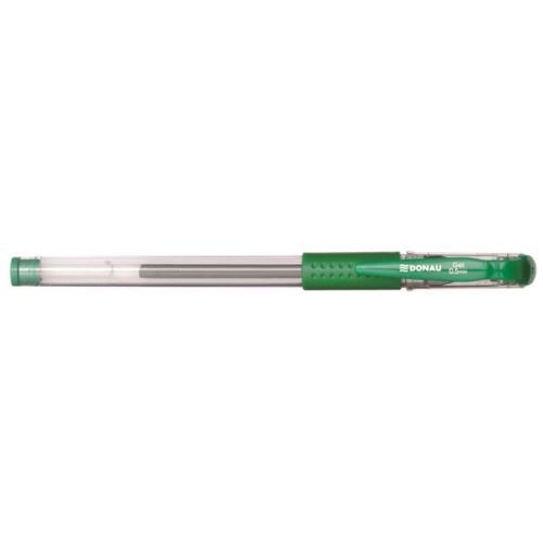 Pix cu gel DONAU, corp transparent cu grip, scriere de 0.5 mm, verde