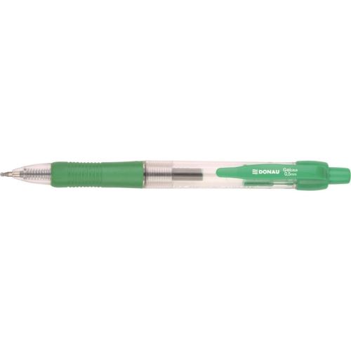 Pix cu gel si mecanism DONAU, corp transparent cu grip, scriere de 0.5 mm, verde