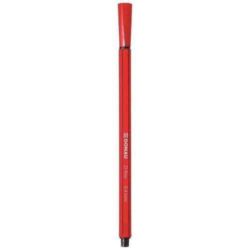 Fineliner DONAU D-Fine, scriere de 0.4 mm, corp hexagonal, rosu