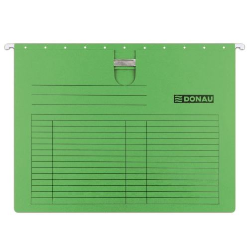 Dosar suspendabil DONAU, A4, cu sina si eticheta, carton 230 gsm, verde