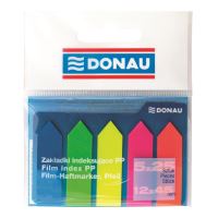 Index adeziv din plastic DONAU, cu sageata, 45 x 12 mm, set 5 x 25 file color