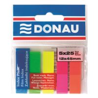 Index adeziv din plastic DONAU, 45 x 12 mm, set 5 x 25 file color