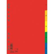 Separatoare A4 plastifiate DONAU, index numeric 1-5, color, 120 microni