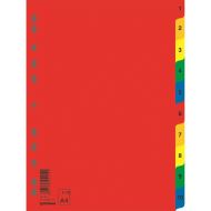 Separatoare A4 plastifiate DONAU, index numeric 1-10, color, 120 microni