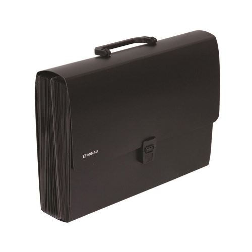 Servieta din plastic DONAU, 26 compartimente si index, 330 x 240 x 75 mm, negru