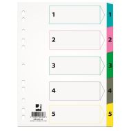 Separatoare A4 din carton Q-CONNECT Mylar, index numeric 1-5, taste plastifiate color