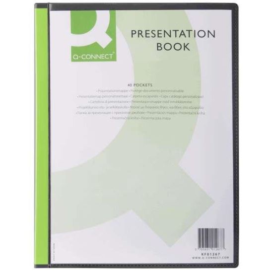 Mapa de prezentare Q-CONNECT cu file interioare si buzunare exterioare, 40 folii, A4, 650/38 microni, negru