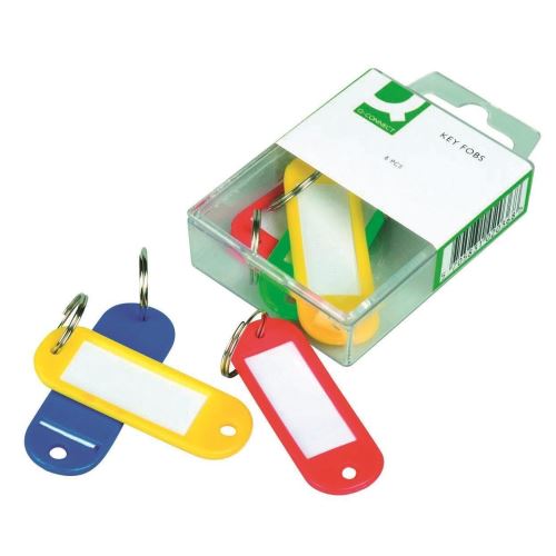 Breloc cu eticheta pentru chei Q-CONNECT, 58 x 20 mm, colorate, 6 bucati