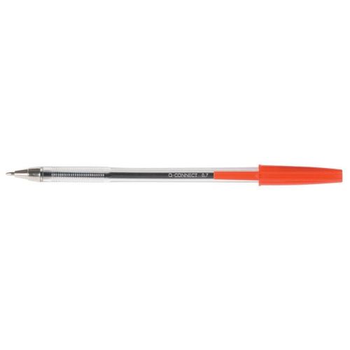 Pix fara mecanism Q-CONNECT Cristal, corp transparent, scriere de 0.7 mm, rosu
