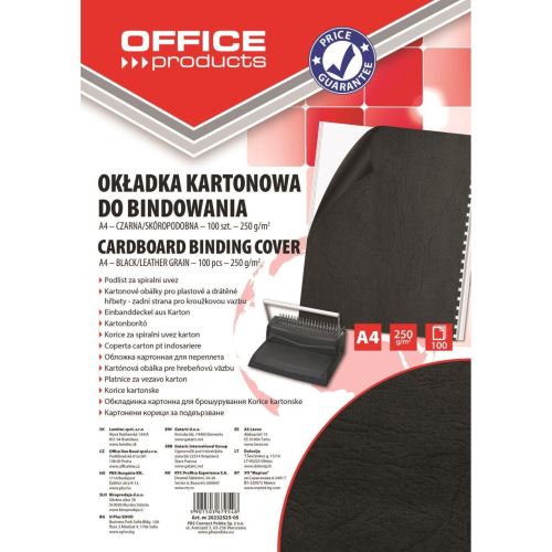 Coperta din carton OFFICE Products pentru indosariere, A4, 250 gr, 100 buc/set, negru