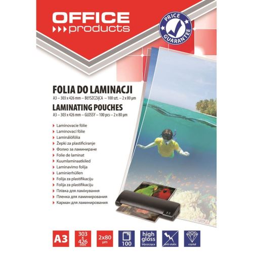 Folie laminare OFFICE Products, A3, 2 x 80 microni, 100 buc/top