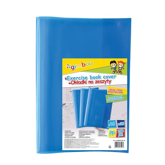 Coperta plastic Gimboo, A4, cristal, 150 microni, 25 buc/set, albastru