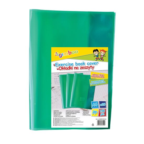 Coperta plastic Gimboo, A4, cristal, 150 microni, 25 buc/set, verde