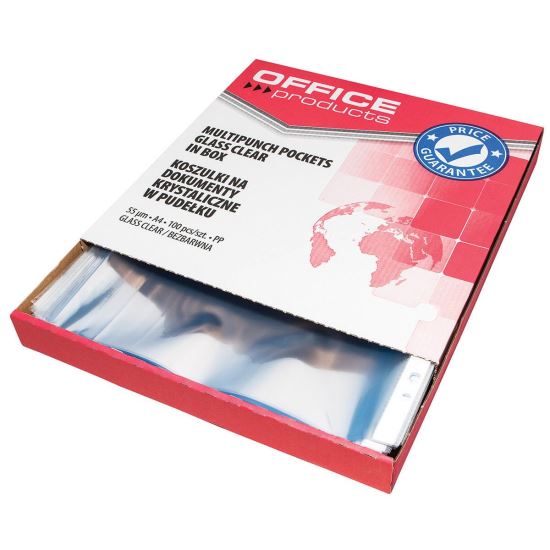 Folie protectie OFFICE Products, A4, cristal, 55 microni, in dispenser carton cu 100 file