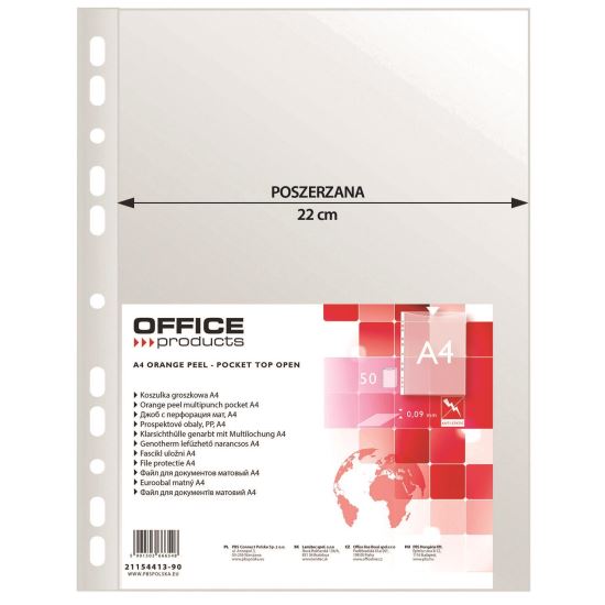 Folie protectie OFFICE Products Extra Large, A4, coaja portocala, 90 microni, 50 file/set