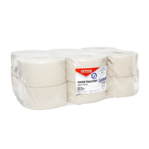 Hartie igienica mini jumbo OFFICE Products, reciclat gri, 1 strat, (1 x 32g), 120 m, pachet 12 role