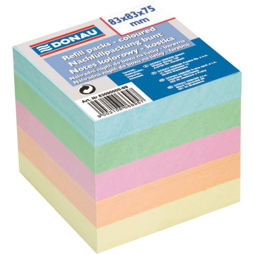Cub hartie color DONAU, 750 file, pastel, 83 x 83 x 75 mm, infoliat