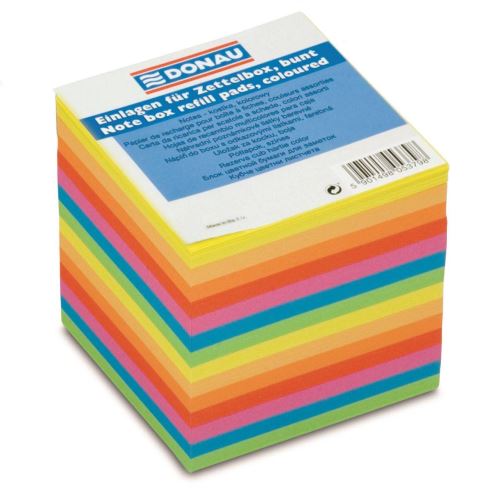 Cub hartie color DONAU, 700 file, neon, 90 x 90 x 90 mm, lipit si infoliat