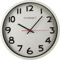 Ceas de perete Q-CONNECT Varsovia, din plastic, diametru 34 cm, rama alba