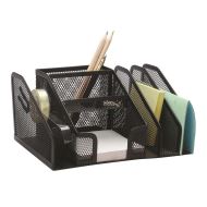 Organizator de birou Q-CONNECT MESH, 6 compartimente, din plasa metalica, 205 x 145 x 100 mm, negru
