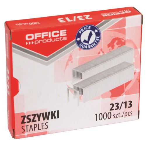 Capse zincate OFFICE Products 23/13, pentru 100 coli, 1000 buc/cutie