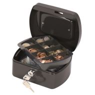Cutie metalica pentru valori Q-CONNECT, mica, 155 x 75 x 120 mm, incuietoare cu doua chei, negru
