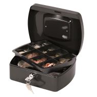 Cutie metalica pentru valori Q-CONNECT, medie, 205 x 85 x 160 mm, incuietoare cu doua chei, negru