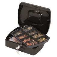 Cutie metalica pentru valori Q-CONNECT, larga, 255 x 85 x 200 mm, incuietoare cu doua chei, negru