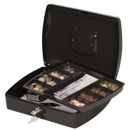 Cutie metalica pentru valori Q-CONNECT, extra larga, 325 x 85 x 235 mm, incuietoare cu doua chei, negru