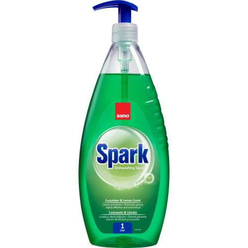 Detergent vase SANO Spark Cucumber & Lemon, cu pompita, 1000 ml