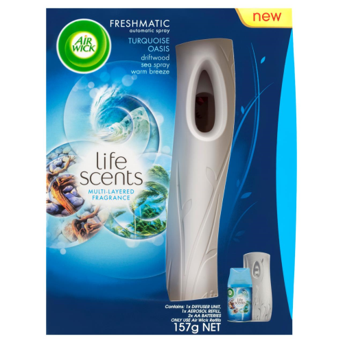 Odorizant camera Airwick aparat cu baterii si rezerva spray 250 ml, Turquoise Oasis