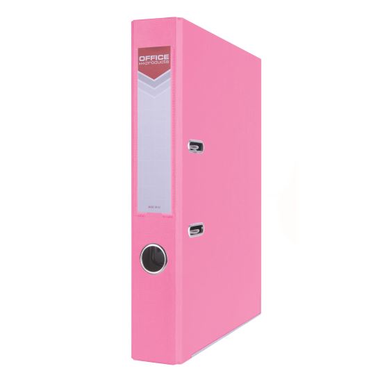 Biblioraft plastifiat OFFICE Products, 5 cm, colturi metalice, roz