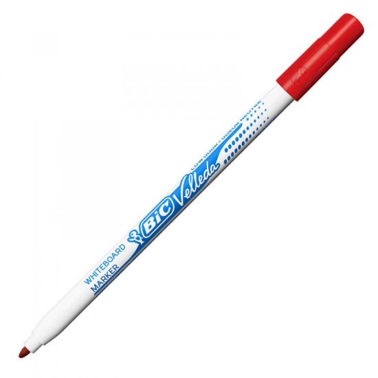 Marker whiteboard Bic Velleda 1721, varf subtire rotund, scriere 1 mm, corp subtire, rosu