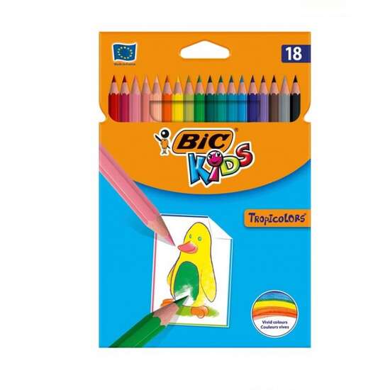 Creioane color BIC Kids Tropicolors 18 culori