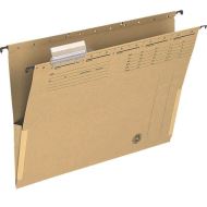Dosar suspendabil Q-CONNECT, A4, cu burduf si eticheta, carton 250 gsm, maro