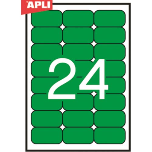 Etichete autoadezive APLI Color, 24/A4, 70 x 37 mm, rotunjite, 20 coli/top, verde